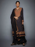 RI-Ritu-Kumar-Black-And-Burgundy-Embroidered-Suit-Set-Complete-View