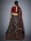 RI-Ritu-Kumar-Black-And-Burgundy-Floral-Lehenga-Set-Back