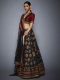 RI-Ritu-Kumar-Black-And-Burgundy-Floral-Lehenga-Set-Side-View1