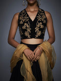 RI-Ritu-Kumar-Black-And-Gold-Velvet-Lehenga-Set-CloseUp