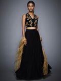 RI-Ritu-Kumar-Black-And-Gold-Velvet-Lehenga-Set-Complete-View