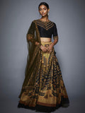 RI-Ritu-Kumar-Black-And-Olive-Green-Zardozi-Lehenga-Set-Complete-View