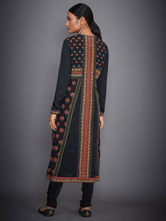 RI-Ritu-Kumar-Black-And-Red-Hand-Embroidered-Suit-Set-Back