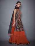 RI-Ritu-Kumar-Black-And-Rust-Embroidered-Kurti-With-Dupatta-And-Skirt-Side-View2