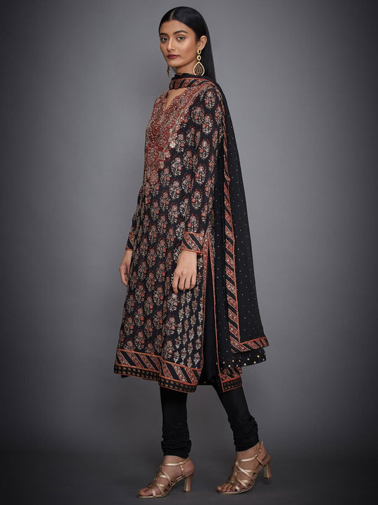 RI-Ritu-Kumar-Black-And-Rust-Embroidered-Suit-Set-Side-View1