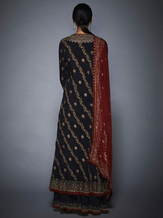RI-Ritu-Kumar-Black-Burgundy-Embroidered-Anarkali-Suit-Back