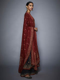 RI-Ritu-Kumar-Black-Burgundy-Embroidered-Anarkali-Suit-Side-View3