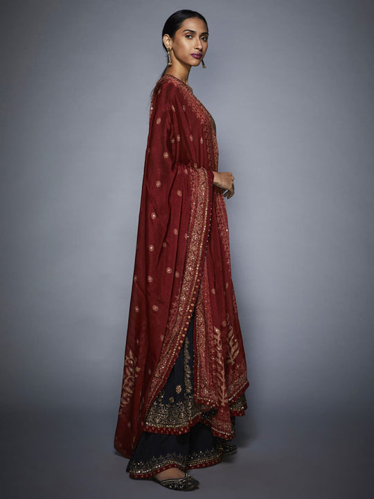 Buy Mehreen Maroon Anarkali Cotton Suit Set - Jaipuri Adaah