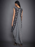 RI-Ritu-Kumar-Black-Ecru-Printed-Cowl-Dress-Back