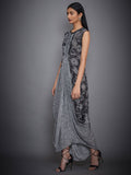 RI-Ritu-Kumar-Black-Ecru-Printed-Cowl-Dress-Side-View1