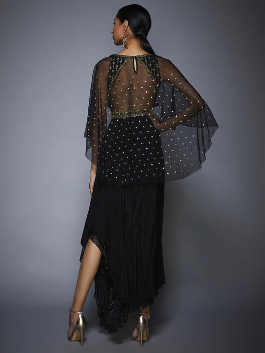 RI-Ritu-Kumar-Black-Embroidered-Draped-Gown-Back
