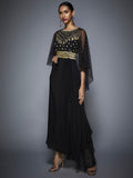 RI-Ritu-Kumar-Black-Embroidered-Draped-Gown-Side-View1