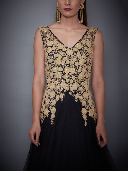 RI Ritu Kumar Black Embroidered Gown Saris and Things RI Ritu Kumar Black Embroidered Gown Saris and Things