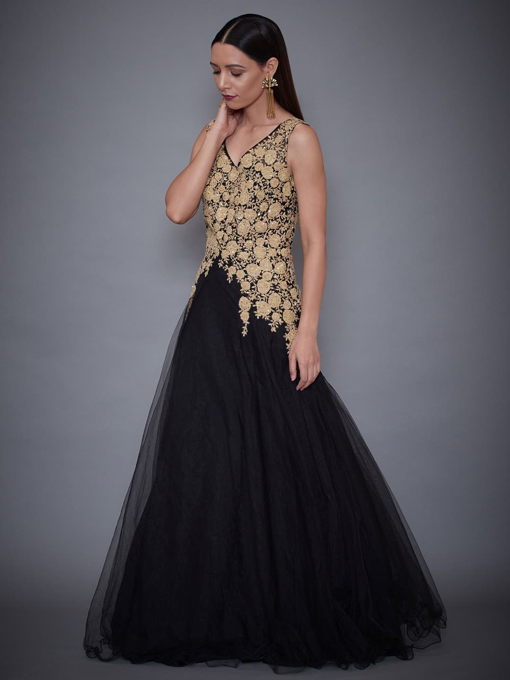 ritu kumar black embroidered dress RI Ritu Kumar Black Embroidered Dress
