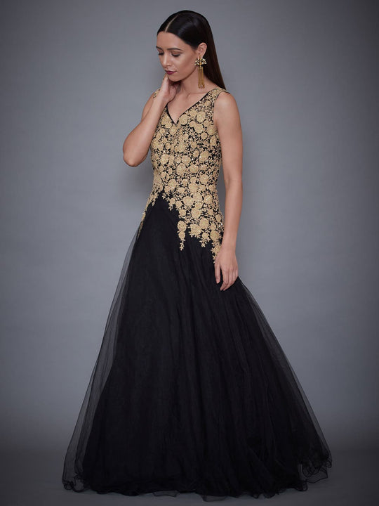 RI-Ritu-Kumar-Black-Embroidered-Gown-Side-View1