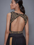 RI-Ritu-Kumar-Black-Embroidered-Pre-Draped-Saree-With-Stitched-Blouse-Back2