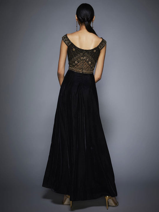 RI-Ritu-Kumar-Black-Gold-Embroidered-Gown-back