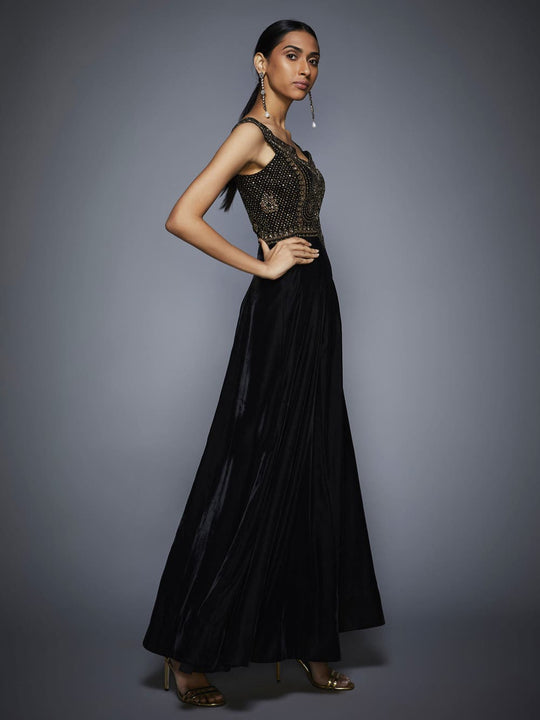 RI-Ritu-Kumar-Black-Gold-Embroidered-Gown-side-view2