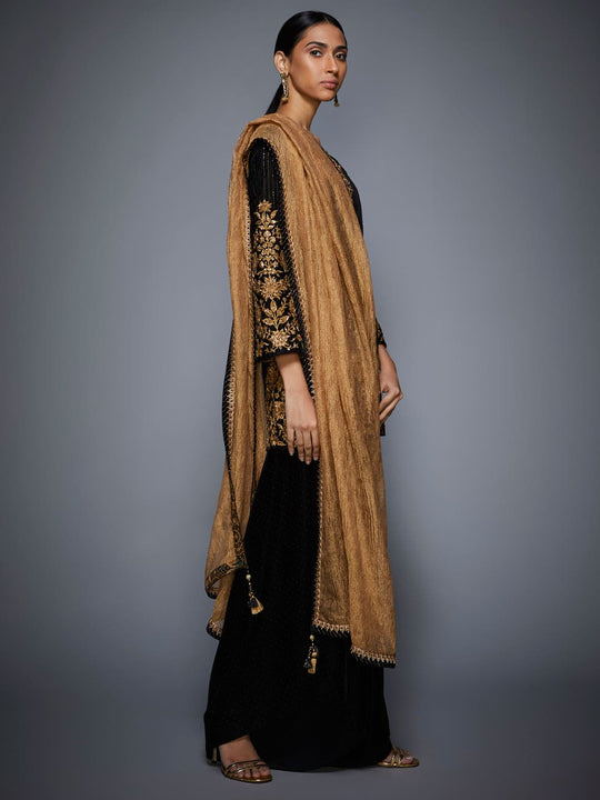 RI-Ritu-Kumar-Black-Gold-Embroidered-Velvet-Suit-Set-Side-View2