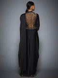 RI-Ritu-Kumar-Black-Sequin-Pre-Draped-Saree-With-Stitched-Blouse-Back