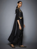 RI-Ritu-Kumar-Black-Sequin-Pre-Draped-Saree-With-Stitched-Blouse-CloseUp