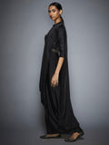 RI-Ritu-Kumar-Black-Sequin-Pre-Draped-Saree-With-Stitched-Blouse-Side-View1