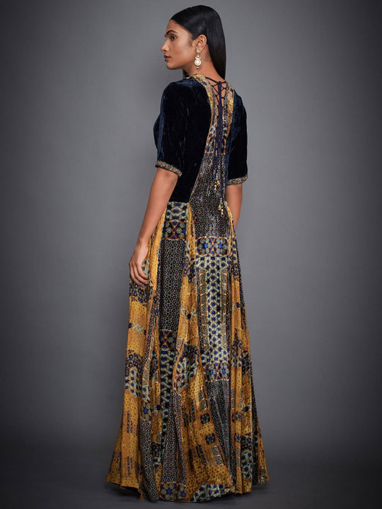 RI-Ritu-Kumar-Blue-And-Ochre-Embroidered-Velvet-Suit-Set-Back