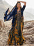 RI Ritu Kumar Blue & Ochre Embroidered Velvet Suit Set