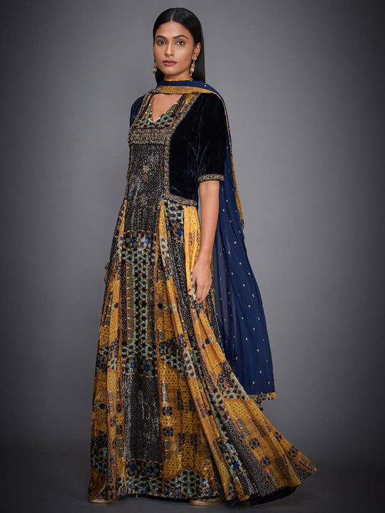 RI-Ritu-Kumar-Blue-And-Ochre-Embroidered-Velvet-Suit-Set-Side-View1