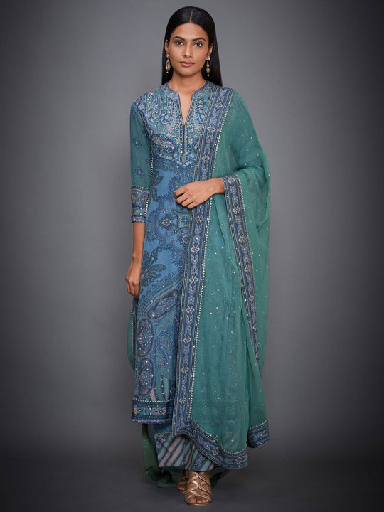 RI-Ritu-Kumar-Blue-And-Sea-Green-Abstract-Suit-Set-Complete-View