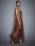 RI-Ritu-Kumar-Brown-Beige-Embroidered-Dress-With-Sash-Side-View2