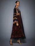 RI-Ritu-Kumar-Burgundy-And-Black-Dress-with-Embroidered-Jacket-Side-View1