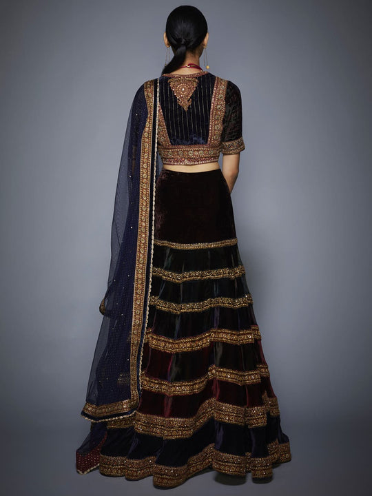 RI-Ritu-Kumar-Burgundy-And-Navy-Velvet-Lehenga-Set-Back