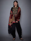 RI-Ritu-Kumar-Burgundy-Embroidered-Velvet-Shawl-Front-Pose