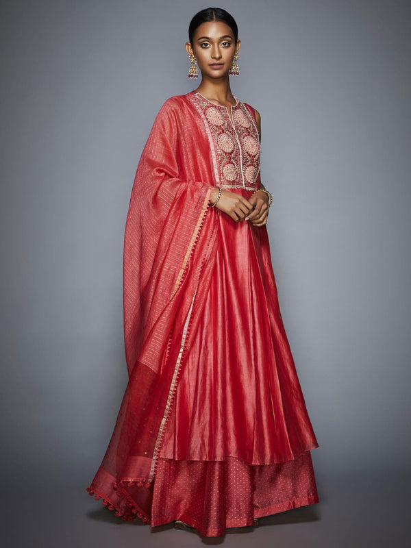 RI Ritu Kumar Coral Embroidered Anarkali Suit