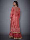 RI-Ritu-Kumar-Coral-and-Khaki-Embroidered-Kurta-With-Skirt-And-Dupatta-Back