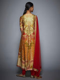 RI-Ritu-Kumar-Coral-and-Khaki-Floral-Printed-Anarkali-Suit-Back