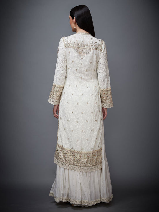 RI-Ritu-Kumar-Ecru-Embroidered-Kurti-With-Skirt-And-Dupatta-Back