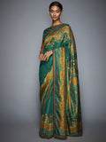 RI-Ritu-Kumar-Emerald-and-Mustard-Embroidered-Saree-With-Unstitched-Blouse-Complete-View
