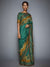 RI Ritu Kumar Emerald & Mustard Embroidered Saree With Unstitched Blouse
