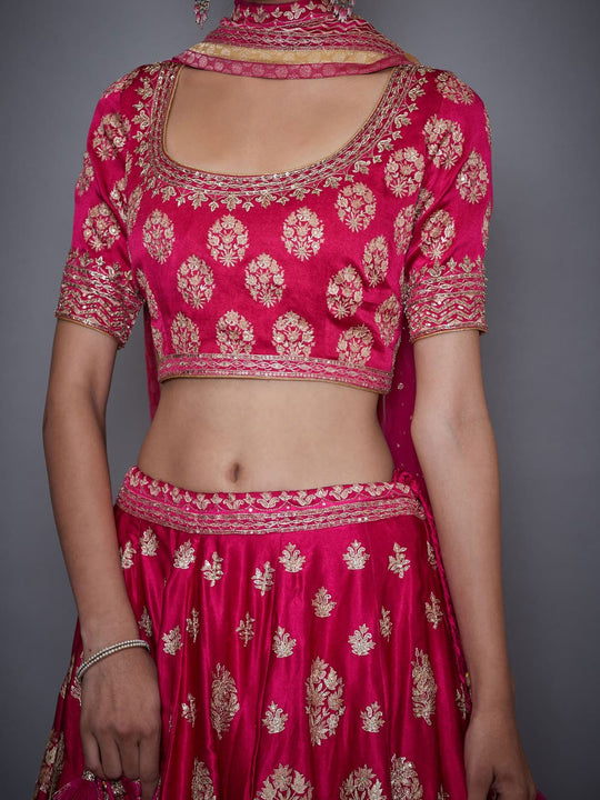 RI-Ritu-Kumar-Fuchsia-And-Gold-Embroidered-Lehenga-Set-Closeup