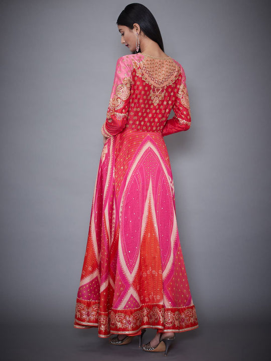RI-Ritu-Kumar-Fuchsia-And-Orange-Embroidered-Anarkali-Suit-Set-Back
