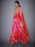 RI-Ritu-Kumar-Fuchsia-And-Orange-Embroidered-Anarkali-Suit-Set-Side-View1