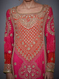 RI-Ritu-Kumar-Fuchsia-And-Orange-Embroidered-Kurti-With-Dupatta-And-Palazzo-Closeup