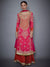 RI Ritu Kumar Fuchsia & Orange Embroidered Kurti With Dupatta And Palazzo