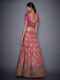 RI-Ritu-Kumar-Fuchsia-And-Orange-Embroidered-Lehenga-Set-Back