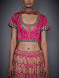 RI-Ritu-Kumar-Fuchsia-And-Orange-Embroidered-Lehenga-Set-Closeup