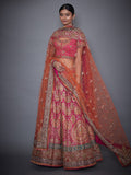 RI-Ritu-Kumar-Fuchsia-And-Orange-Embroidered-Lehenga-Set-Complete-View