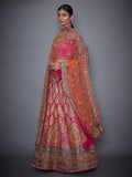 RI-Ritu-Kumar-Fuchsia-And-Orange-Embroidered-Lehenga-Set-Side-View1