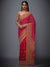 RI Ritu Kumar Fuchsia & Orange Embroidered Saree With Unstitched Blouse